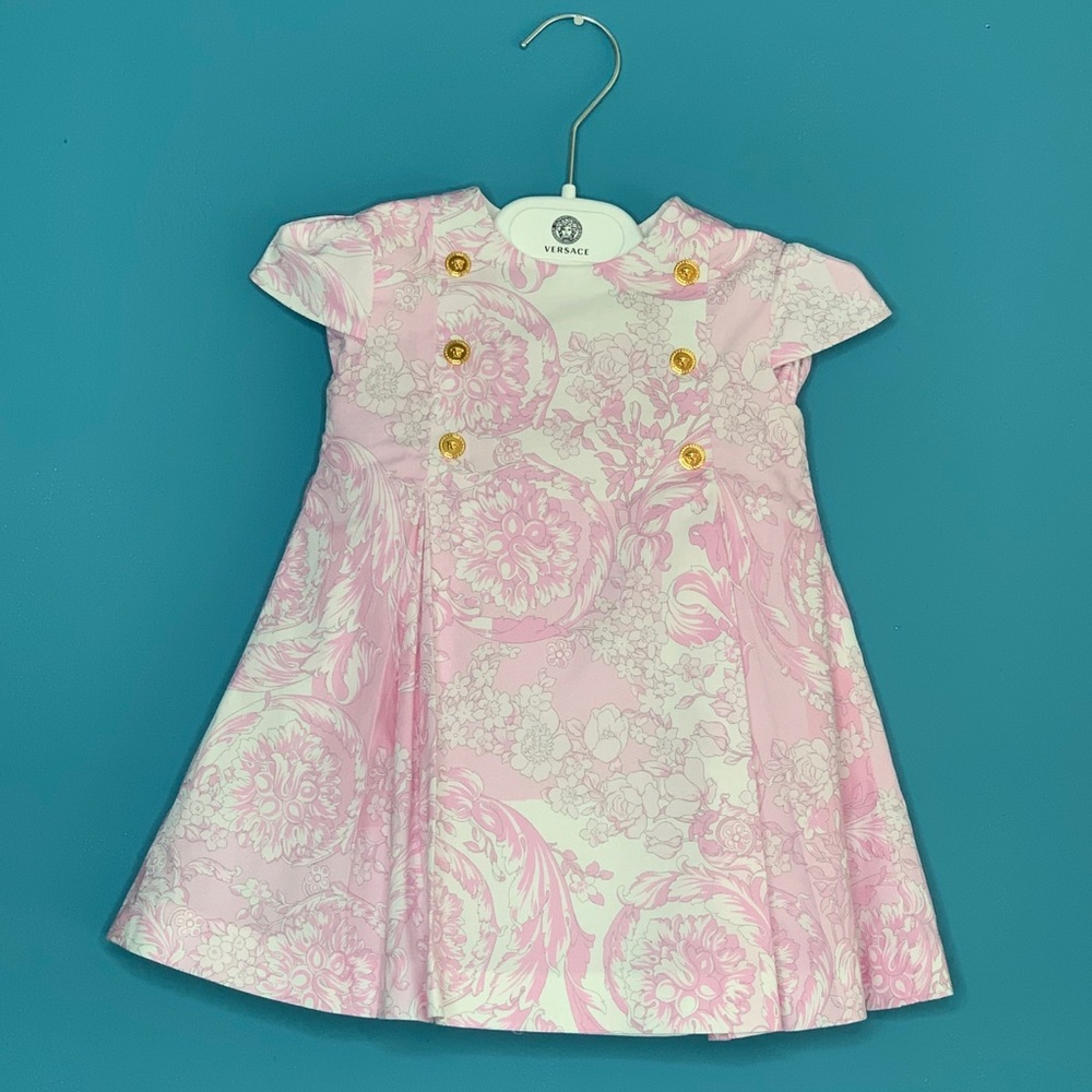 12-18 month baby girl dress, pink and white